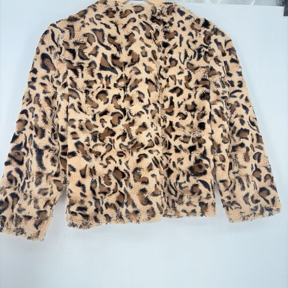 Calvin Klein Leopard Faux Fur Jacket Brown Black Animal Print Women’s Size M - Picture 5 of 10